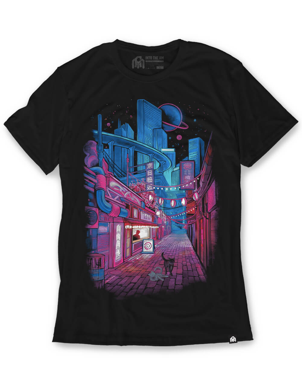 Cyber Cafe Tee-Black-Front