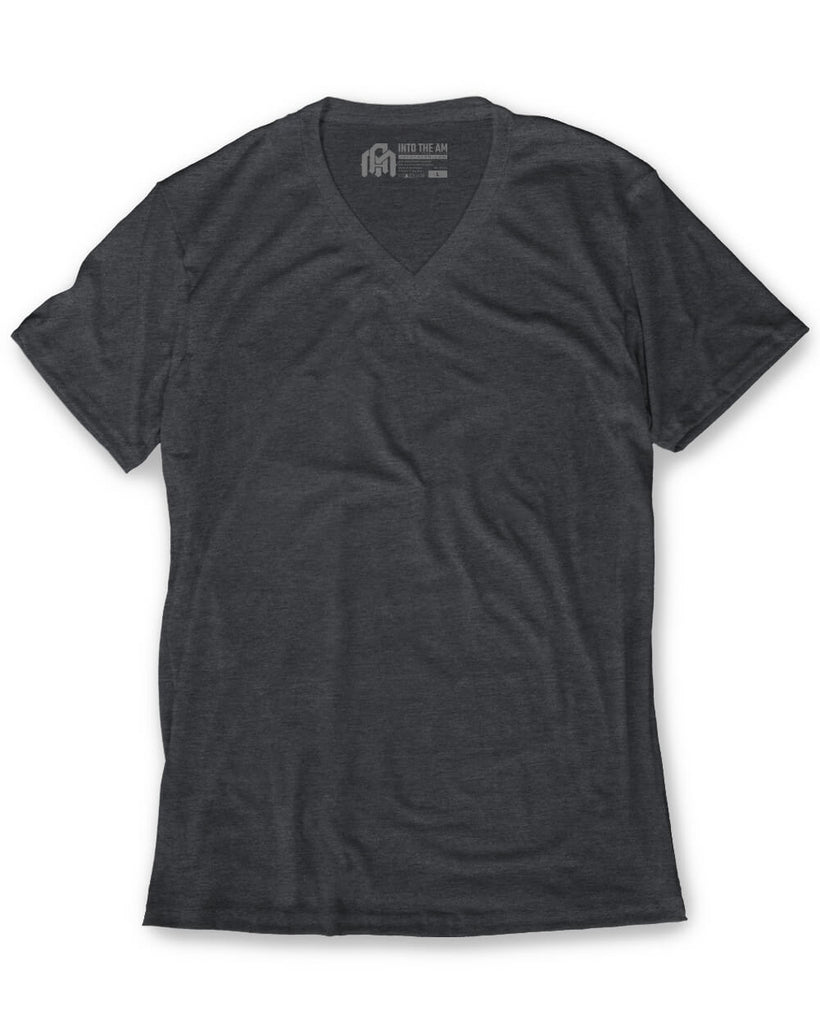 Essential V-Neck Tee-Charcoal-Front