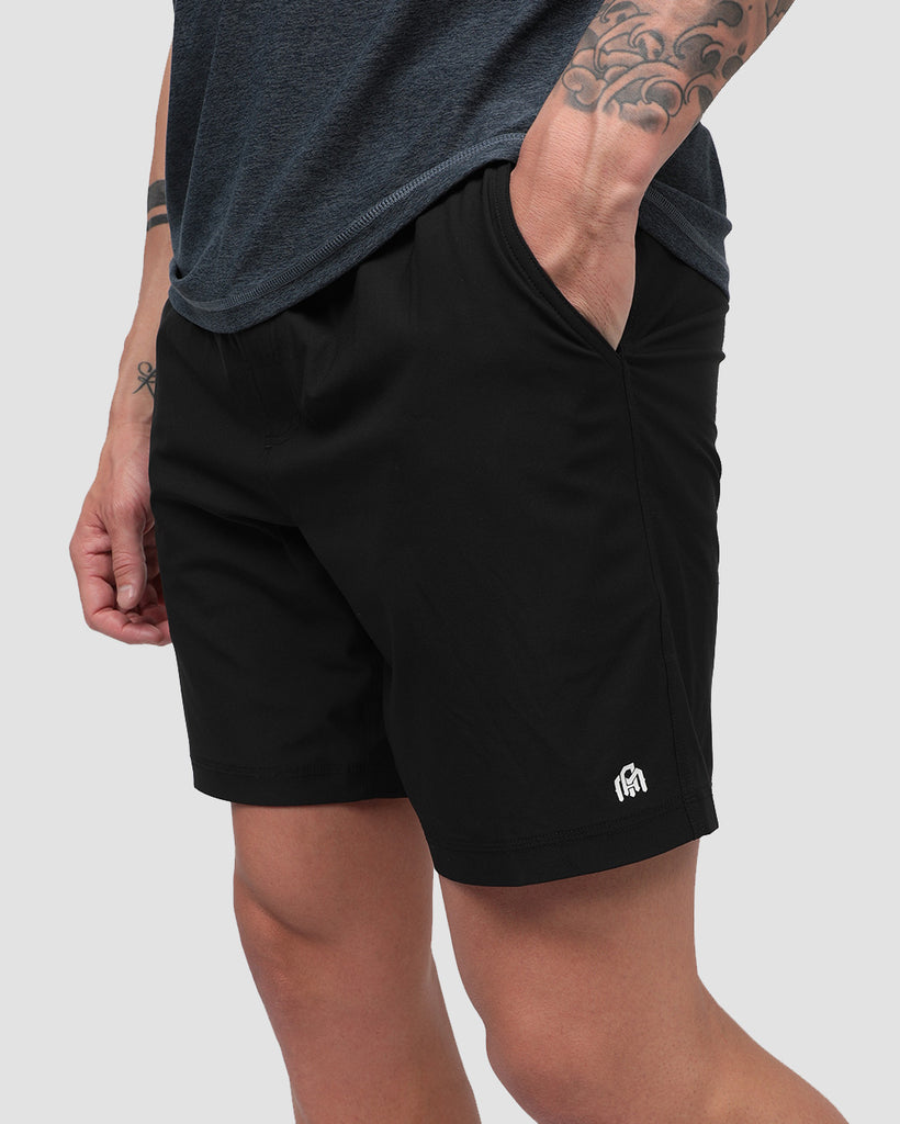 Basic Athletic Shorts-Black-Side--Zach---L