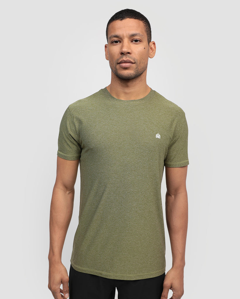 Basic Athletic Tee-Olive Green-Front--Tristyn---M