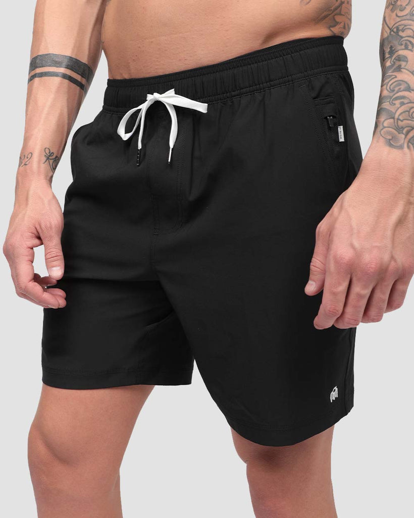 Basic Athletic Shorts-Black-Side--Zach---L