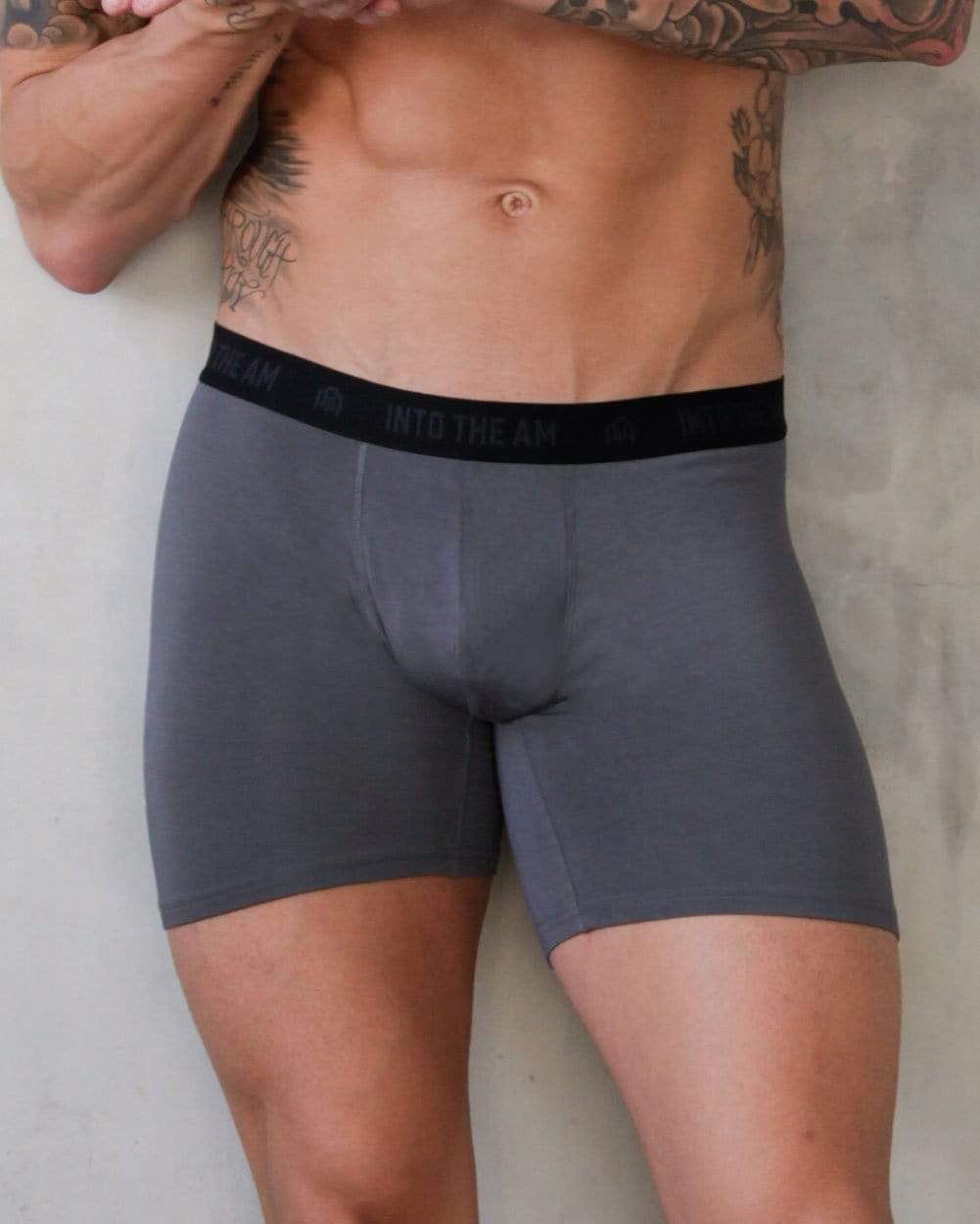 Everyday Boxer Briefs - 5"-Charcoal-Front--Model---L