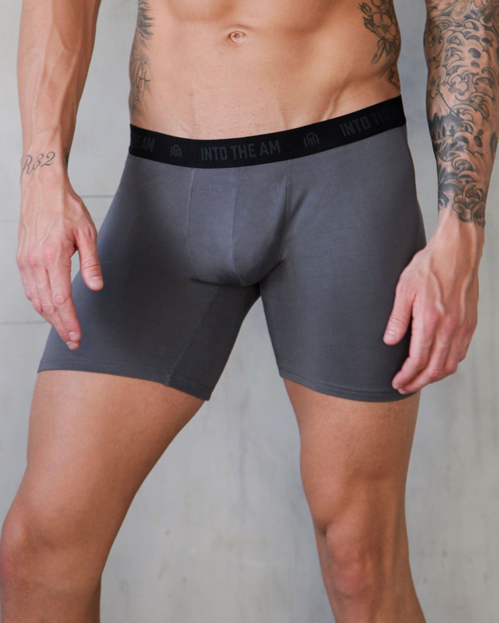 Everyday Boxer Briefs - 5"-Charcoal-Side--Model---L