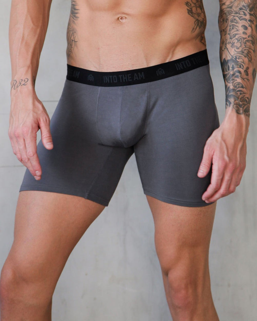 Everyday Boxer Briefs - 5"-Charcoal-Side--Zach---L