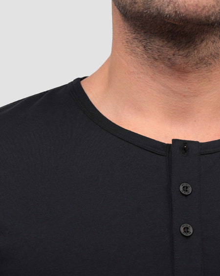 Essential Henley Tee-Black-Detail