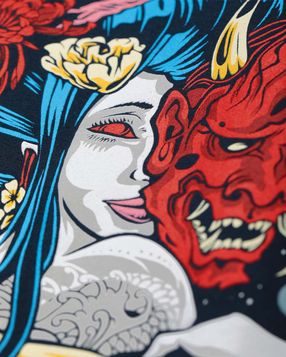 Mystic Geisha Tank-Navy-Detail