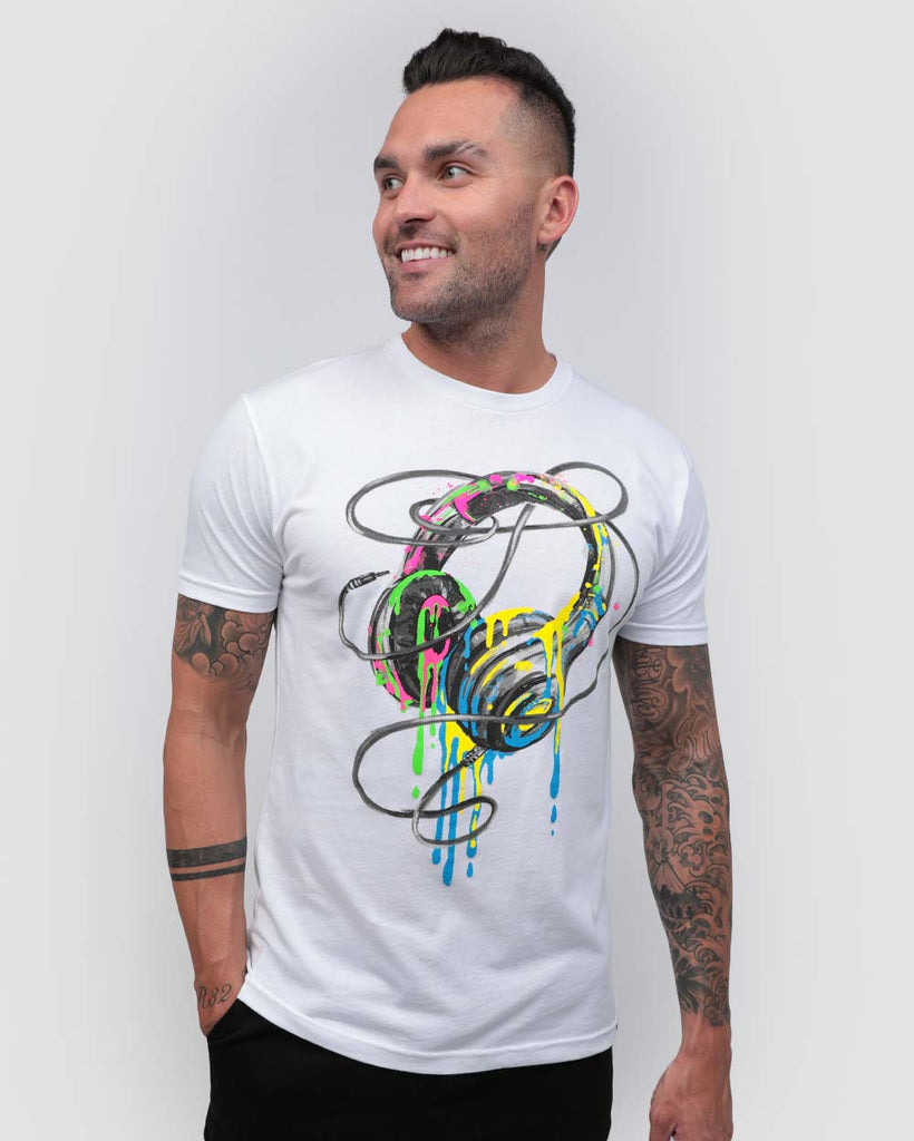 Dripping Beat Tee-White-Front--Zach---L