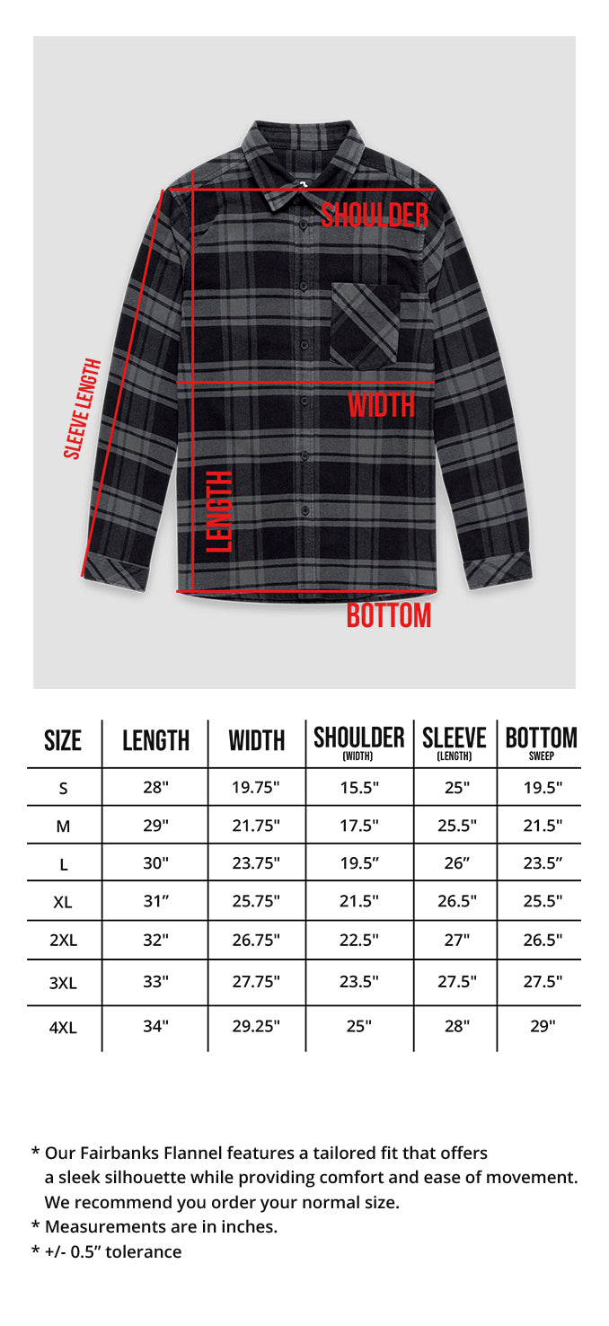 Fairbanks Flannel Size Chart