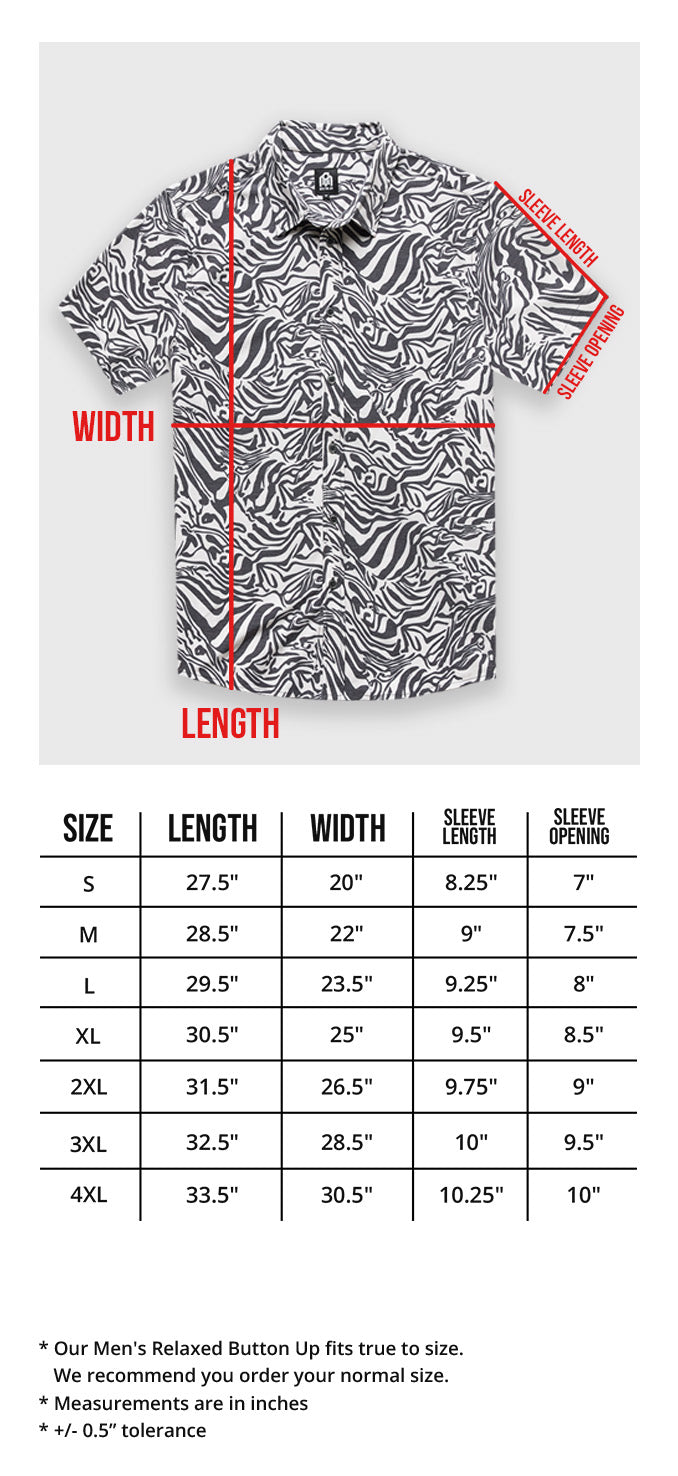 Relaxed Button Up Size Chart