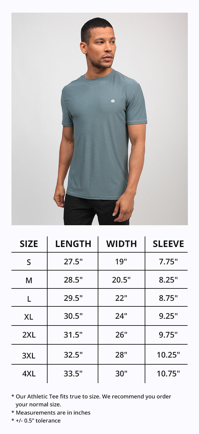 Men's Athletic Tees Size Chart