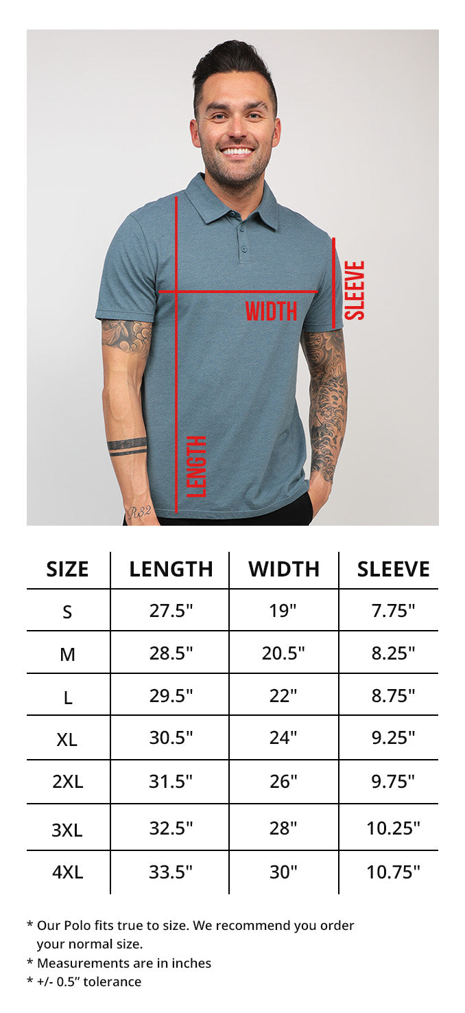 Men's Polos Size Chart