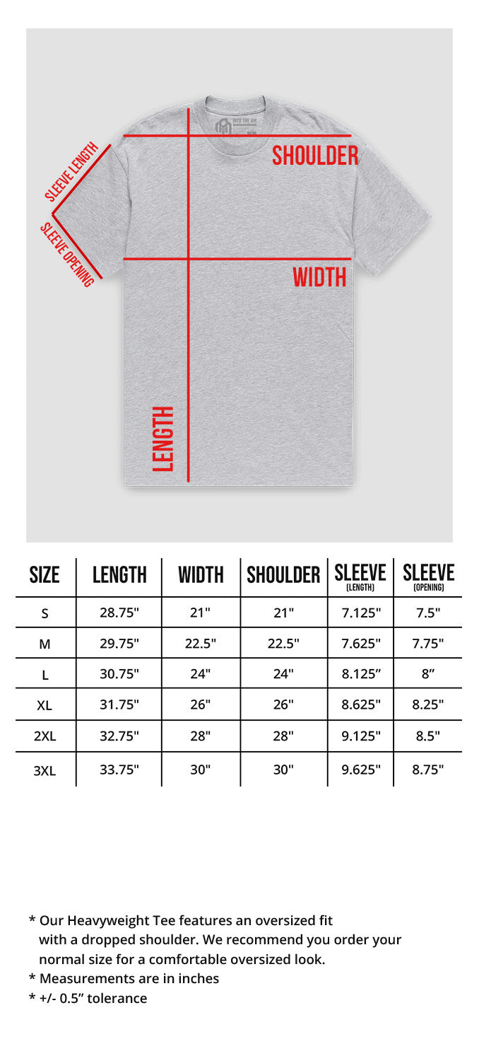 Heavyweight Tee Size Chart