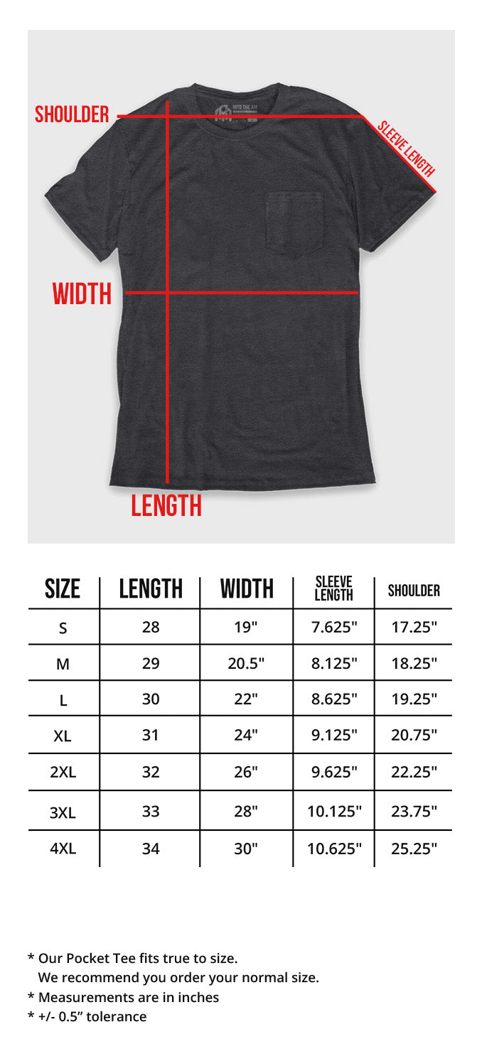 Pocket Tee Size Chart