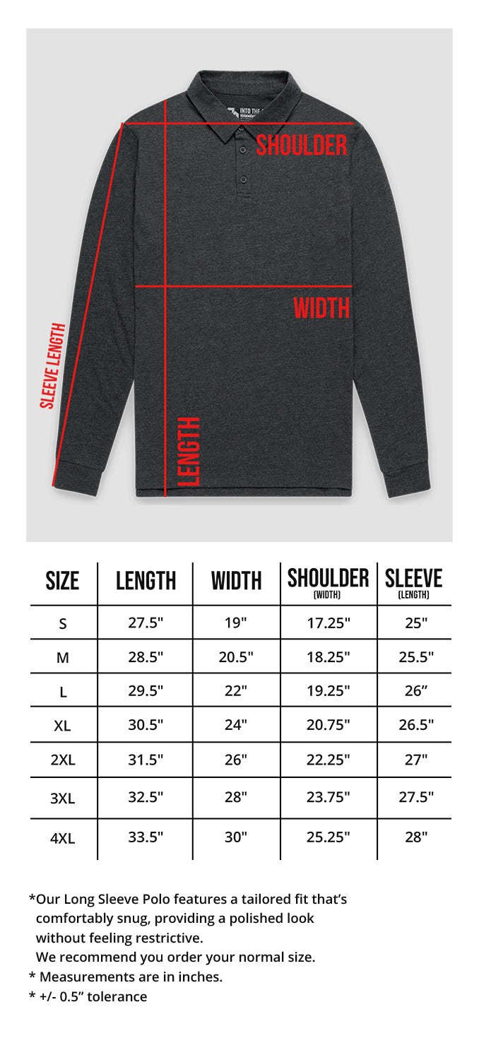 Long Sleeve Polo Size Chart