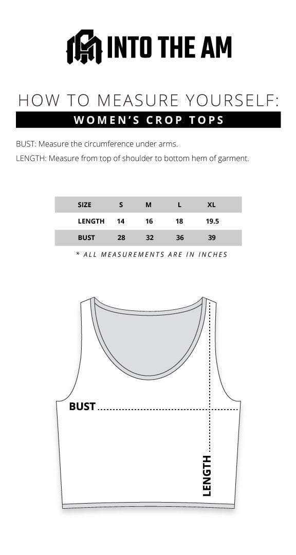 Women's Crop Top Size Chart - S-XL