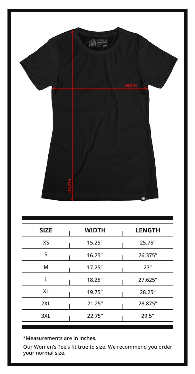 Women's Tees Size Chart