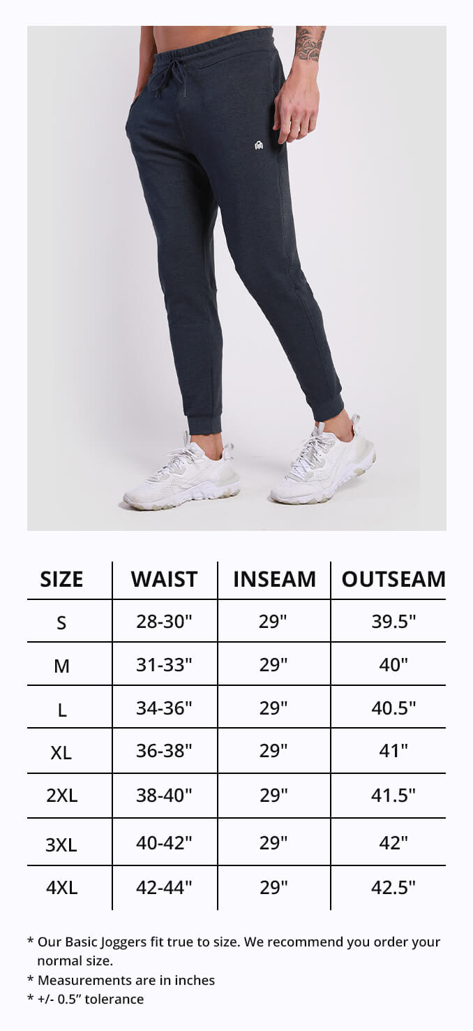 Basic Joggers (2021) Size Chart