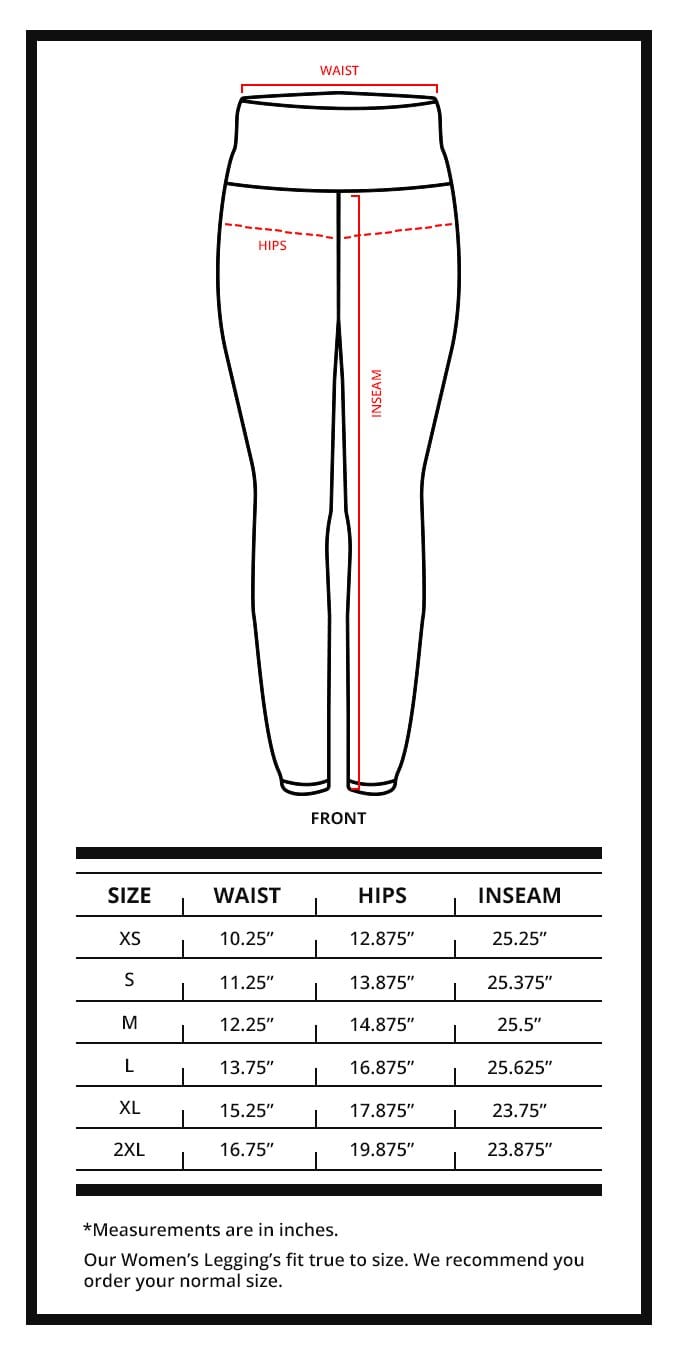 Women's Leggings Size Chart