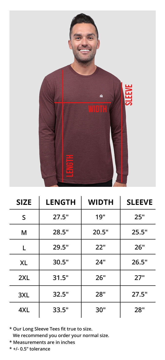 Men's Long Sleeve Size Chart