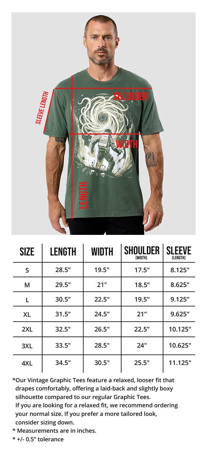 Vintage Graphic Tees Size Chart