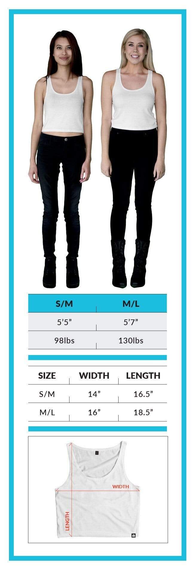 Women's Crop Top Size Chart - SM-ML