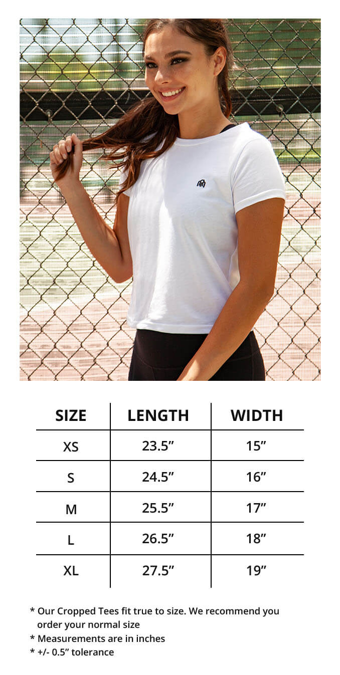 Women's Basic Cropped Tee Size Chart