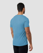 V-Neck Tee - Non-Branded-Heather Columbia Blue-Back--Model---M-Regular