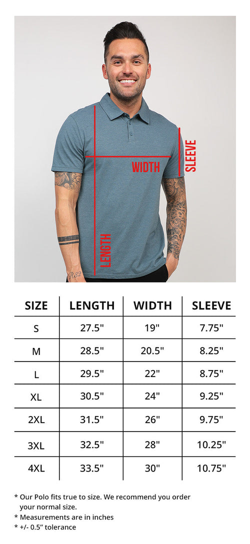 Men's Polos Size Chart