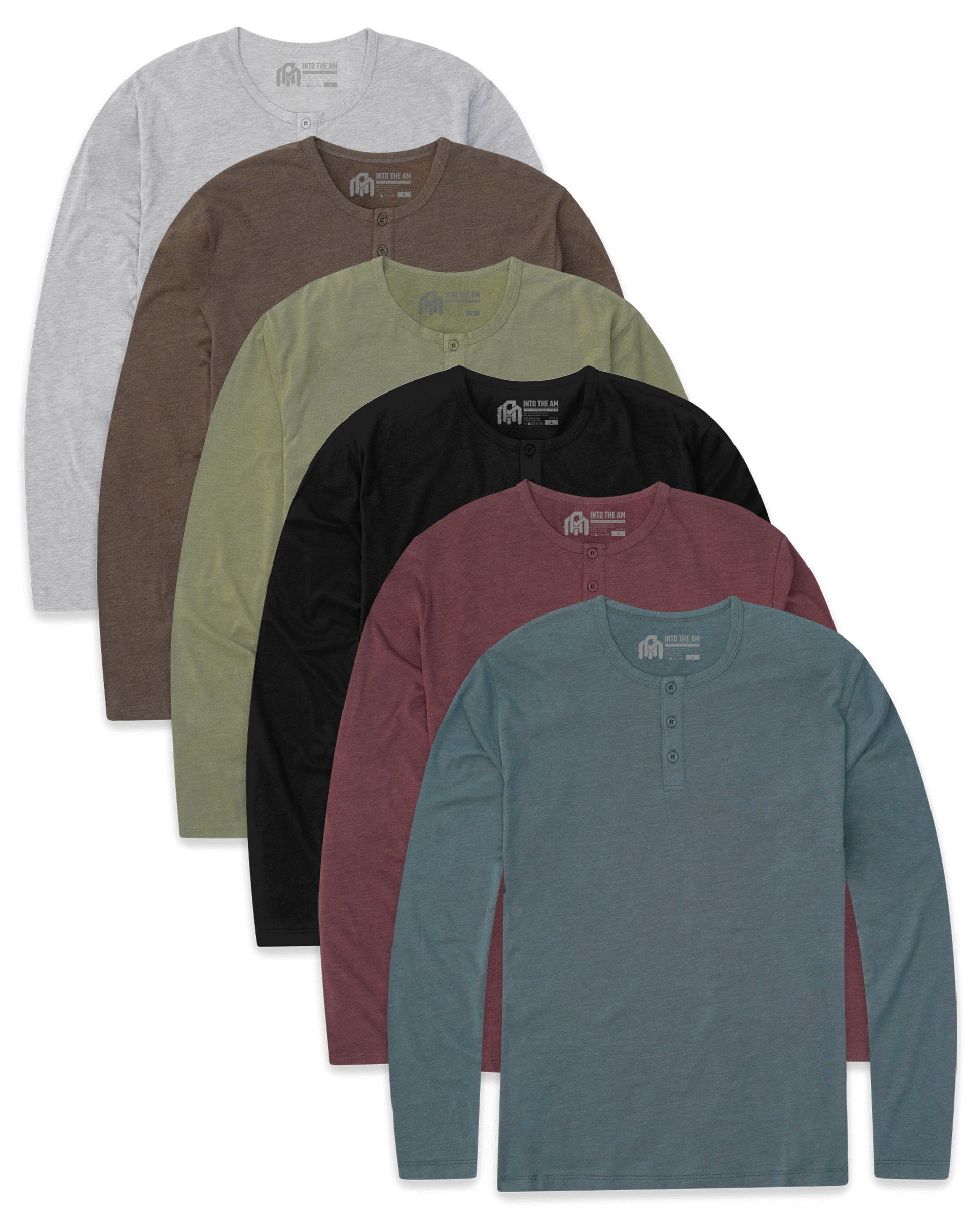 THE SET Henley-Langarmshirts 4er-Pack - Navy/Brown/Blue/Cream Für Kinder