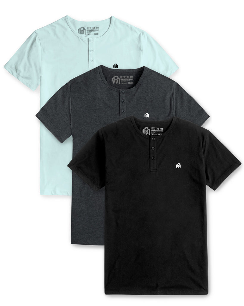 Custom 3 Pack Henley Tee - Branded-Front