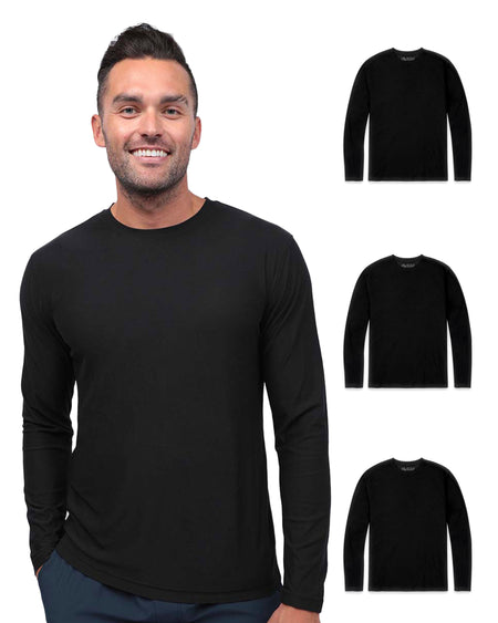 Long Sleeve Active Tee 3-Pack - Non-Branded-Black/Black/Black