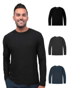 Long Sleeve Active Tee 3-Pack - Non-Branded-Black/Charcoal/Navy