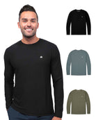 Long Sleeve Active Tee 3-Pack - Branded-Black/Indigo/Olive Green