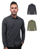 Long Sleeve Button Up 2-Pack-Black/Olive Green