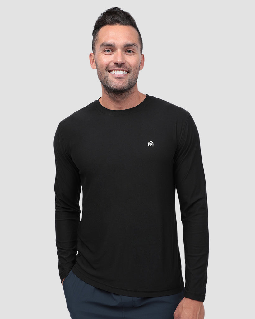 Long Sleeve Active Tee - Branded-Black-Front--Zach---L