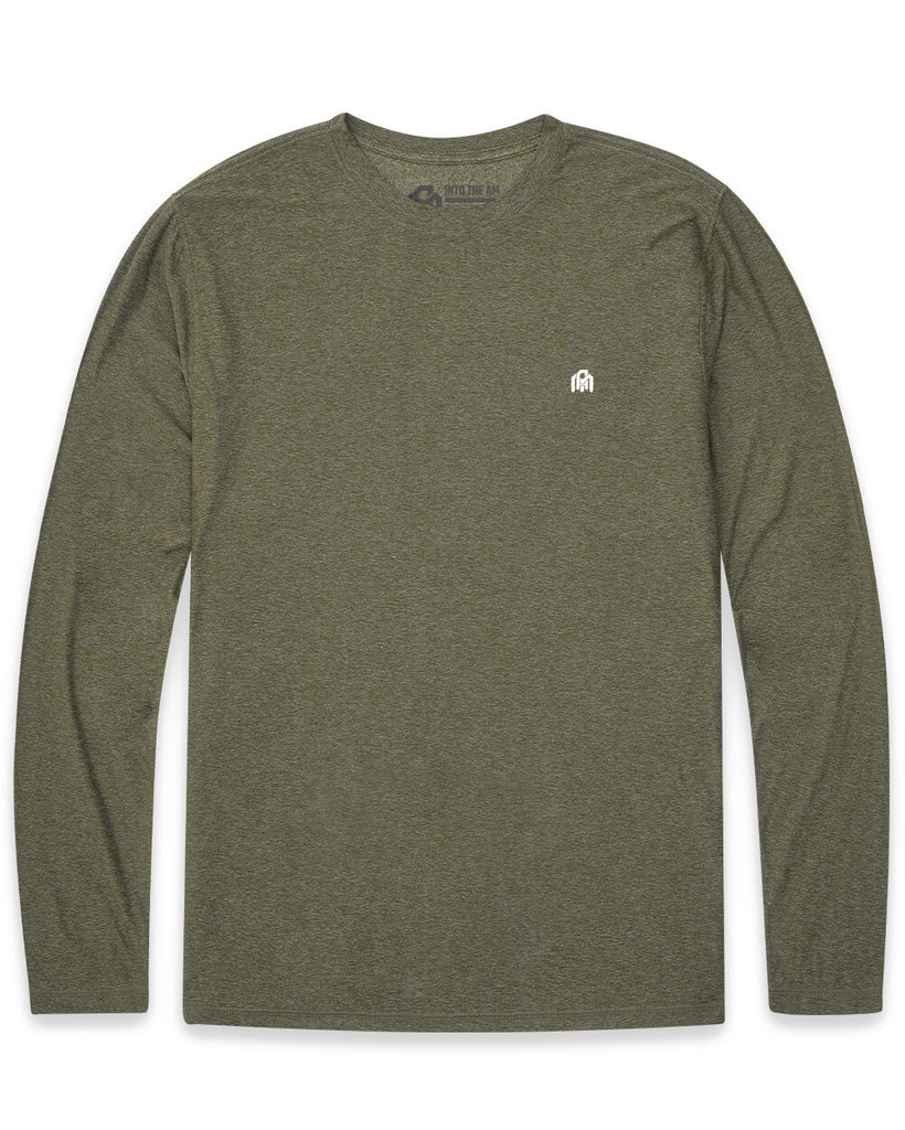 Long Sleeve Active Tee - Branded-Olive Green-Front