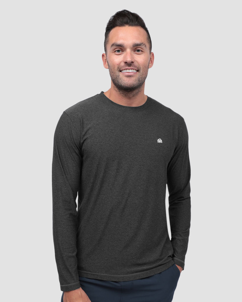 Long Sleeve Active Tee - Branded-Charcoal-Front--Zach---L