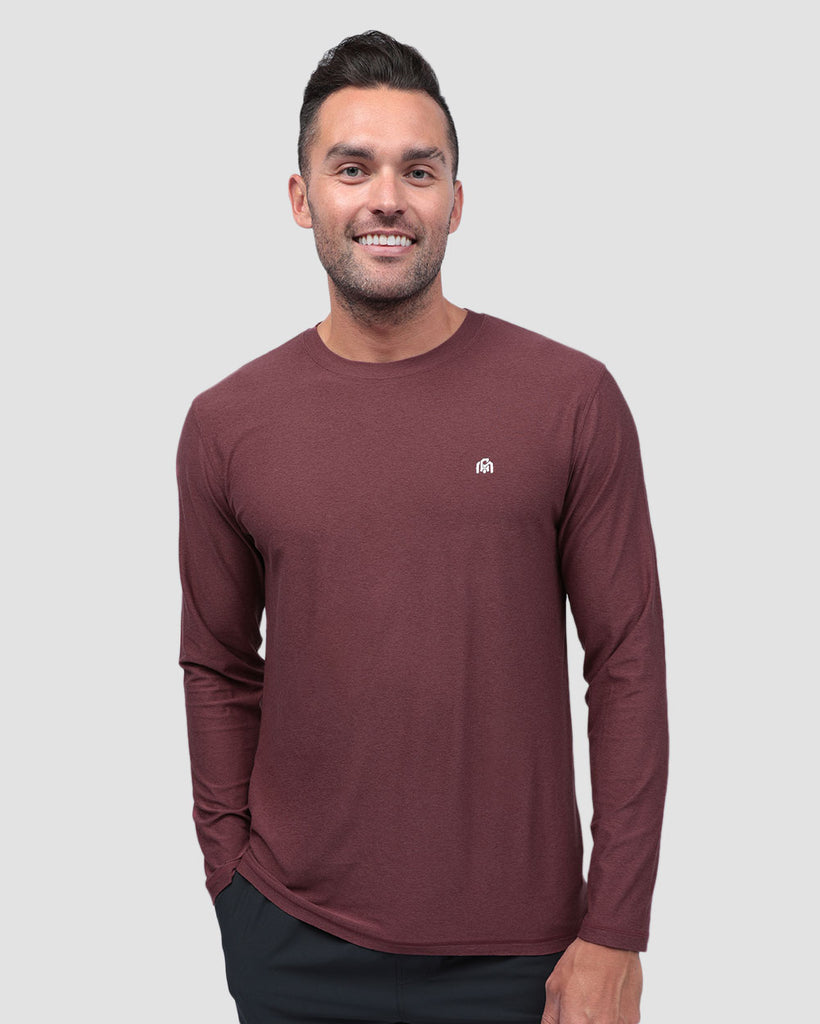 Long Sleeve Active Tee - Branded-Maroon-Front--Zach---L
