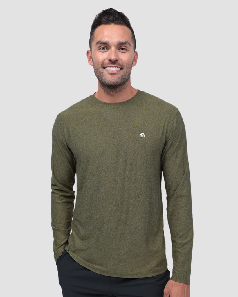Long Sleeve Active Tee - Branded-Olive Green-Front--Zach---L