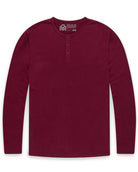 Long Sleeve Henley Tee - Non-Branded-Dark Maroon-Regular-Mock--Zac---L