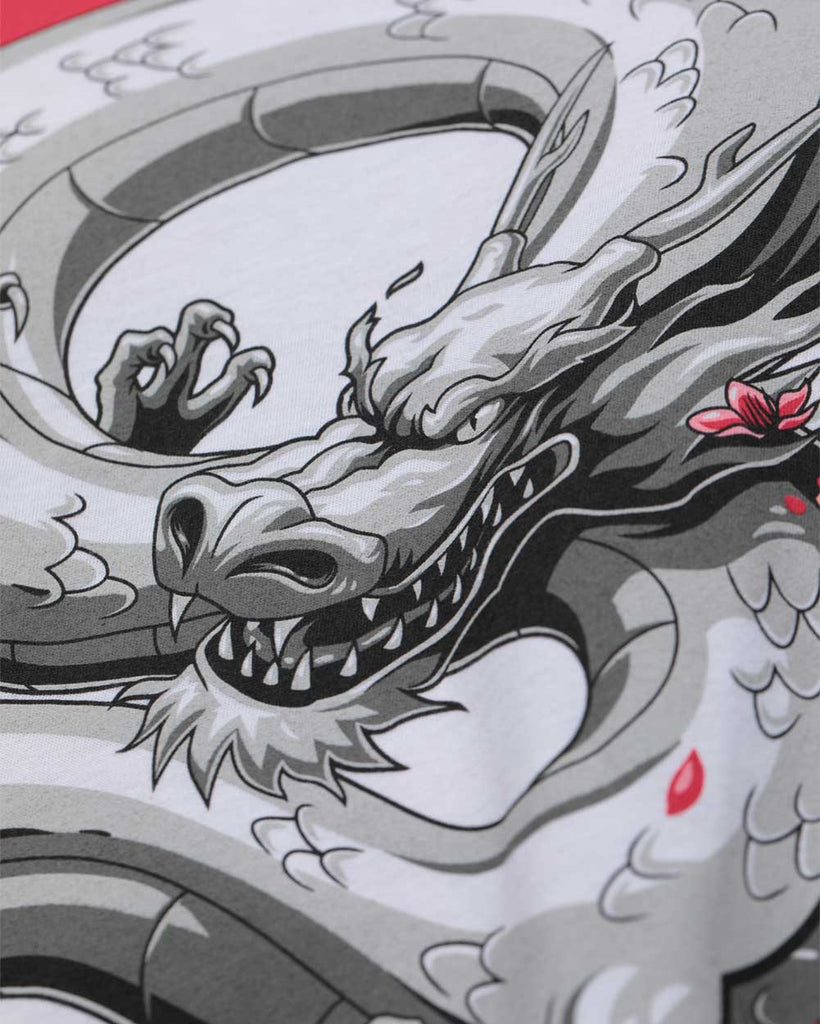 Blossom Dragon Tee-White-Detail