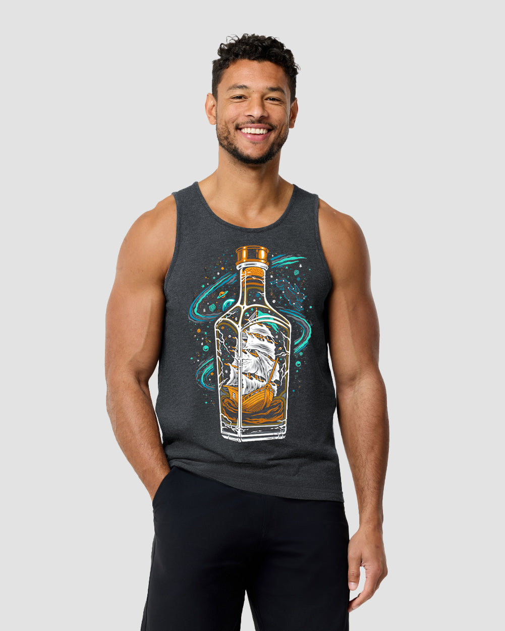 Bourbon Voyage Tank-Charcoal-Front--Model---L