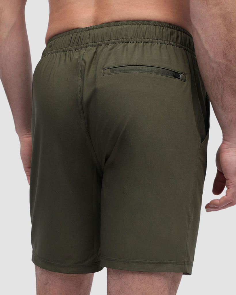 Active Shorts - Branded-Dark Olive-Back--Alex---M