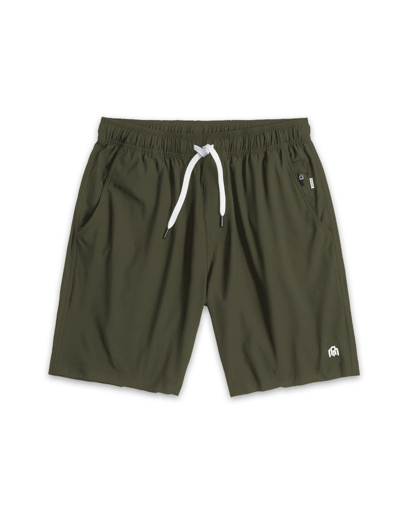 Active Shorts - Branded-Dark Olive-Front
