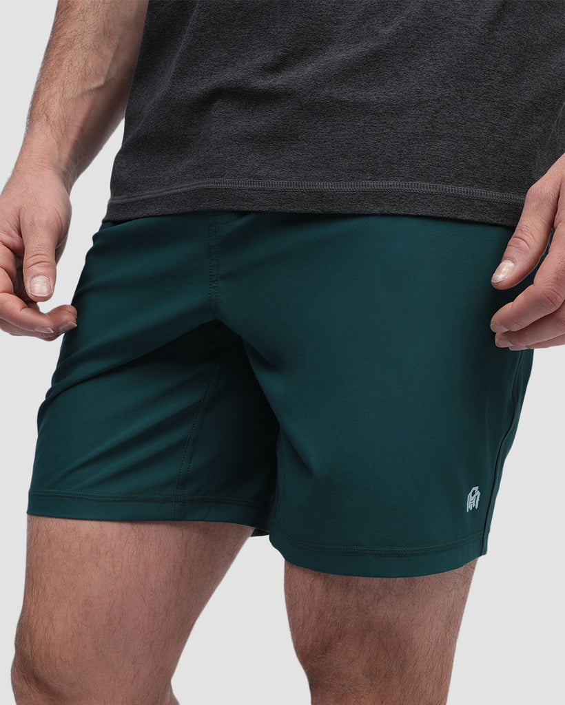 Active Shorts - Branded-Dark Teal-Front--Alex---M