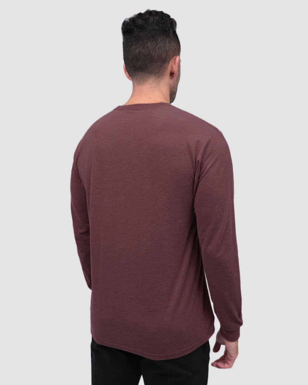 Basic Long Sleeve Tee-Maroon-Back--Zach---L