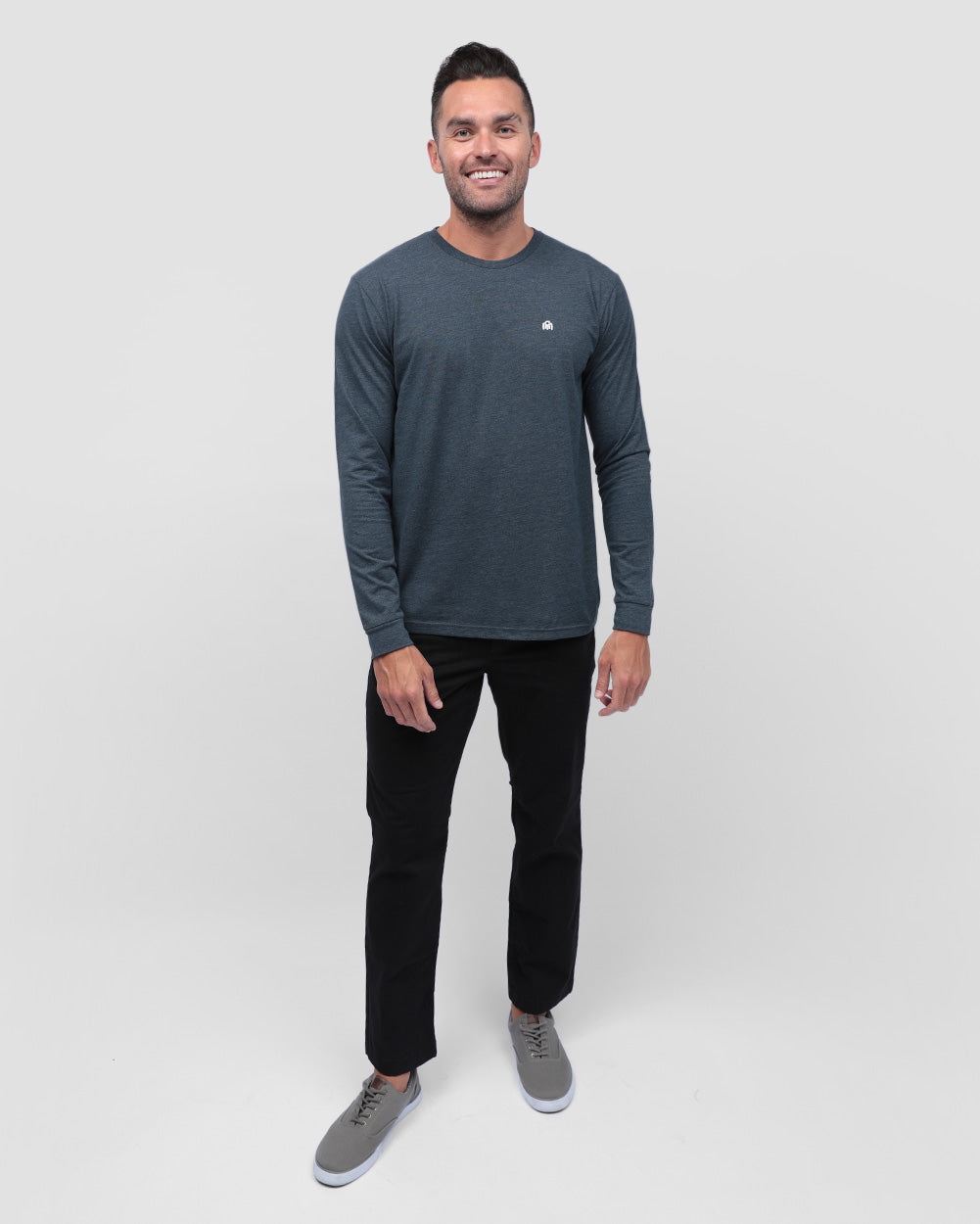 Basic Long Sleeve Tee-Navy-Full--Zach---L