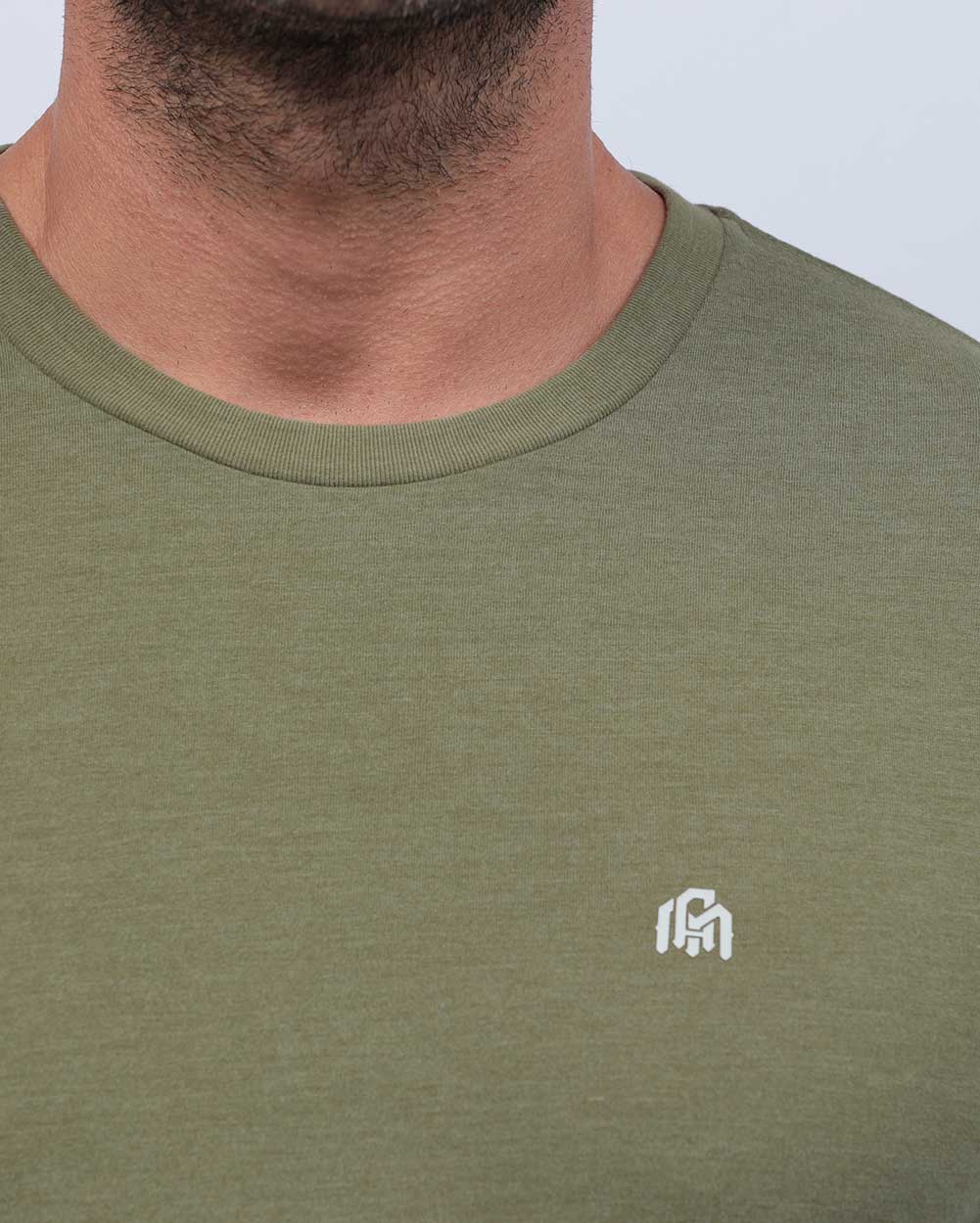 Basic Long Sleeve Tee-Olive Green-Detail