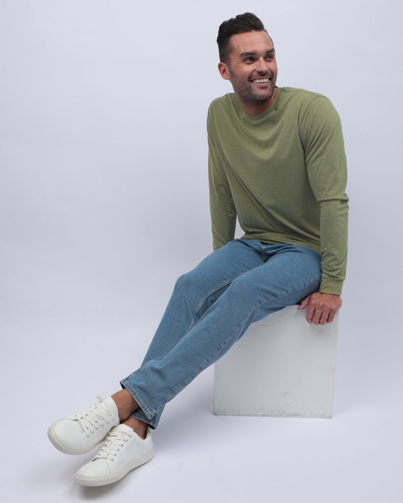 Essential Long Sleeve Tee-Olive Green-Lifestyle--Zach---L