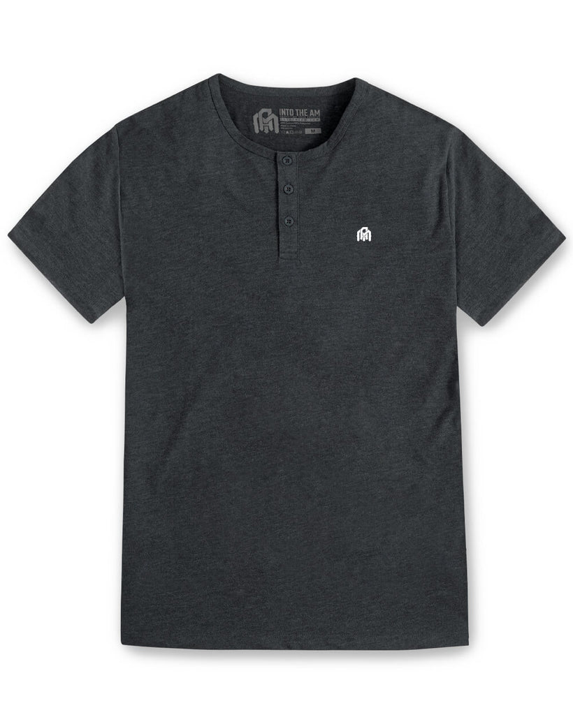 Henley Tee - Branded-Charcoal-Front